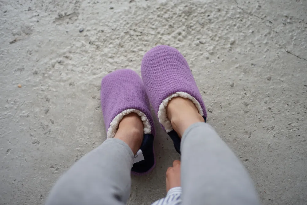Chaussettes - JAPAN MADE Reversible room shoes / Quarter Knit × Sheep Boa - MERIPPA