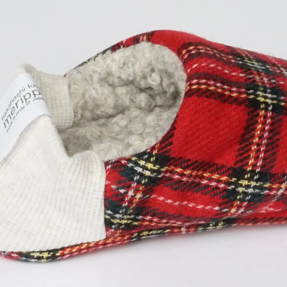 Chaussettes - JAPAN MADE Reversible room shoes / Tartan × Big pile - MERIPPA