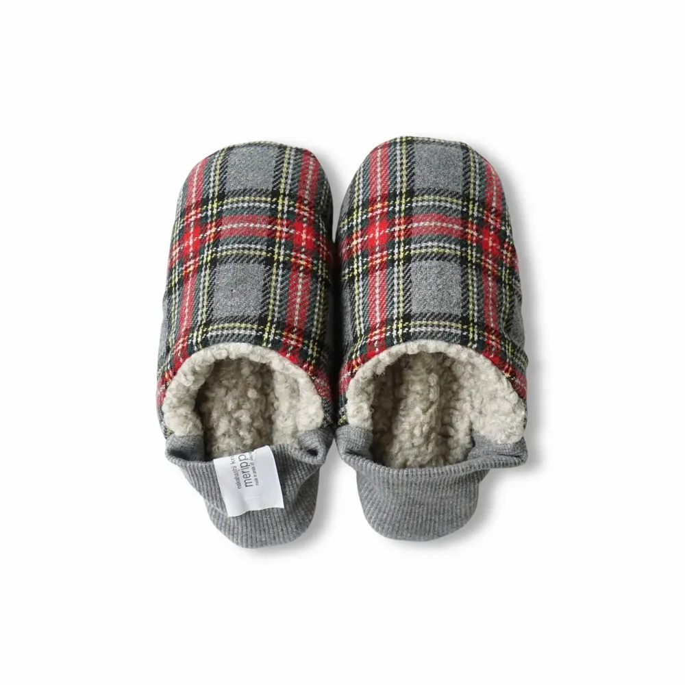 Chaussettes - JAPAN MADE Reversible room shoes / Tartan × Big pile - MERIPPA