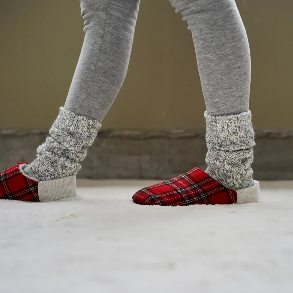 Chaussettes - JAPAN MADE Reversible room shoes / Tartan × Big pile - MERIPPA
