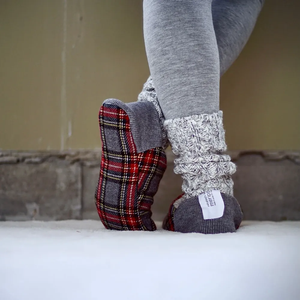 Chaussettes - JAPAN MADE Reversible room shoes / Tartan × Big pile - MERIPPA