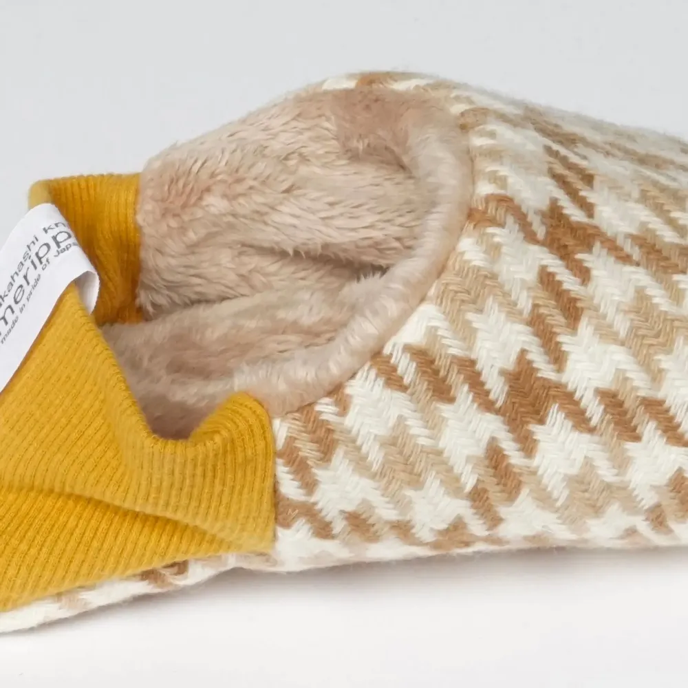 Chaussettes - JAPAN MADE Reversible room shoes / Houndstooth × Micro Boa - MERIPPA
