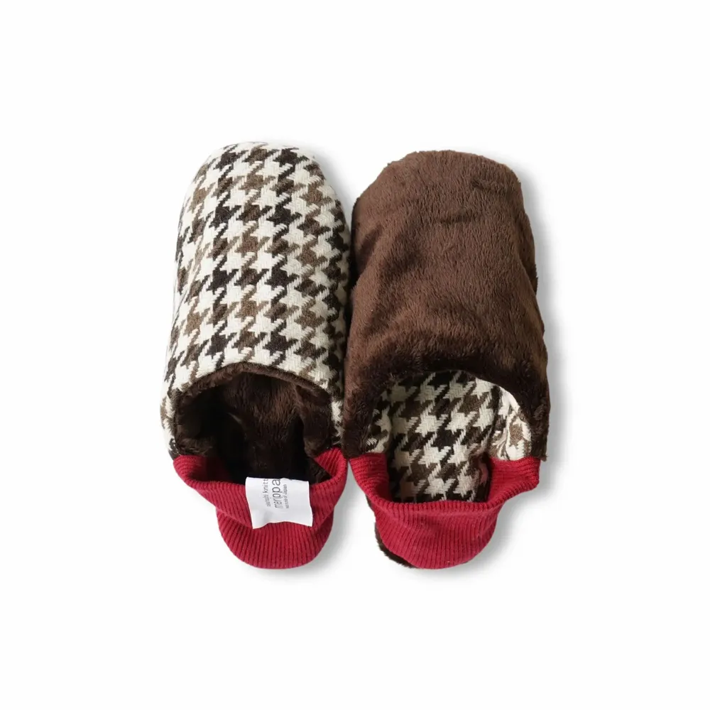 Chaussettes - JAPAN MADE Reversible room shoes / Houndstooth × Micro Boa - MERIPPA
