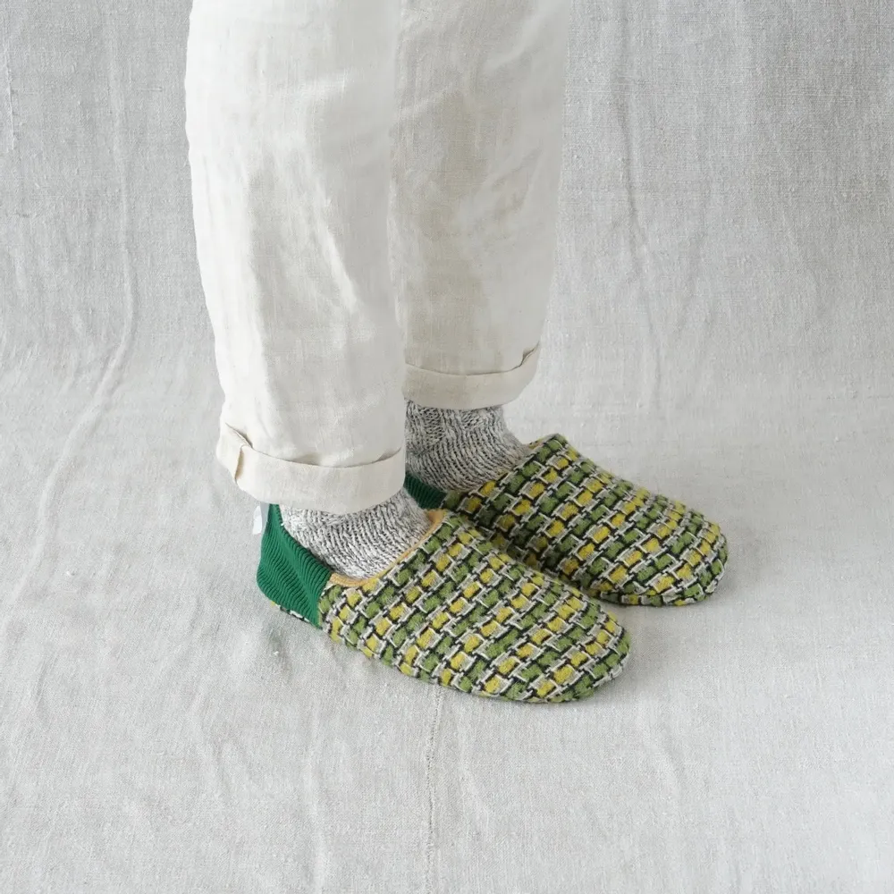 Chaussettes - JAPAN MADE Reversible room shoes / Broken stripes × Nep wool - MERIPPA