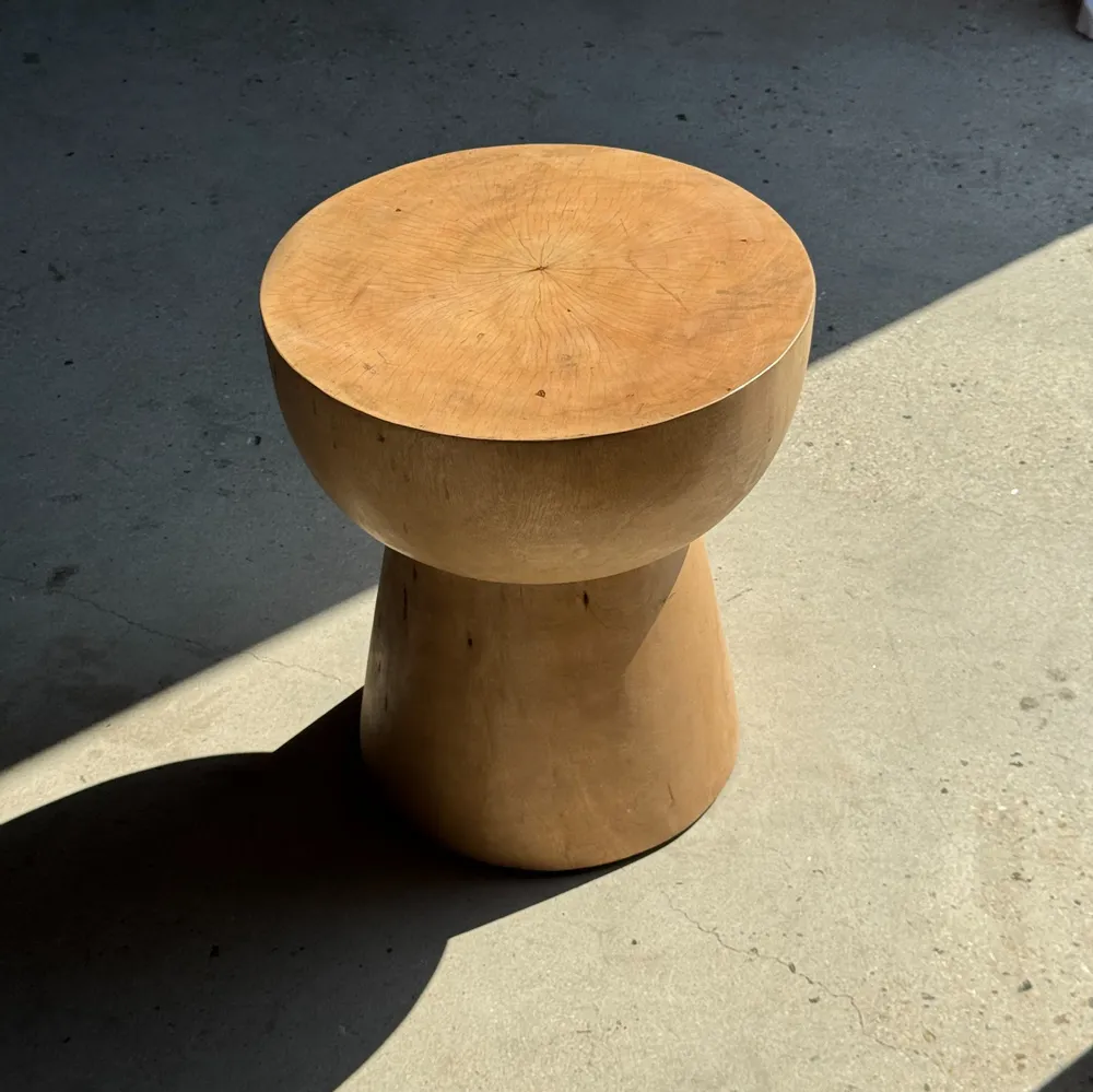 Stools - Side table or stool with hemispherical top in beige mango wood H50 - OFFICE OBJETS