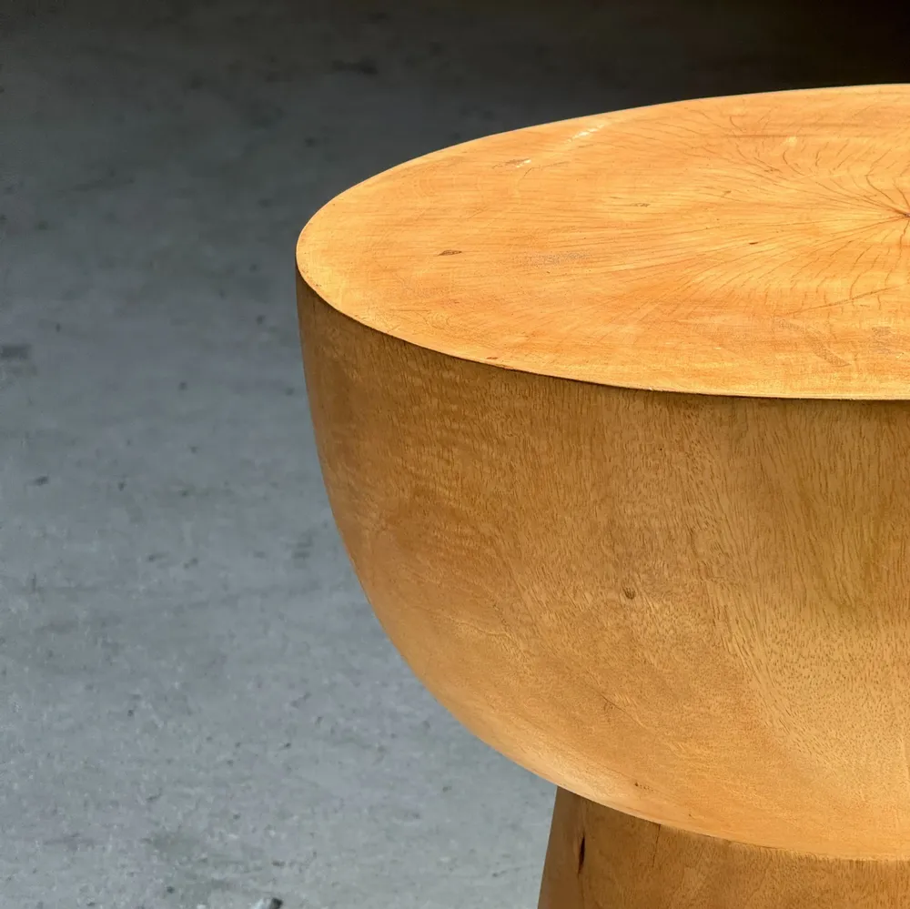 Stools - Side table or stool with hemispherical top in beige mango wood H50 - OFFICE OBJETS