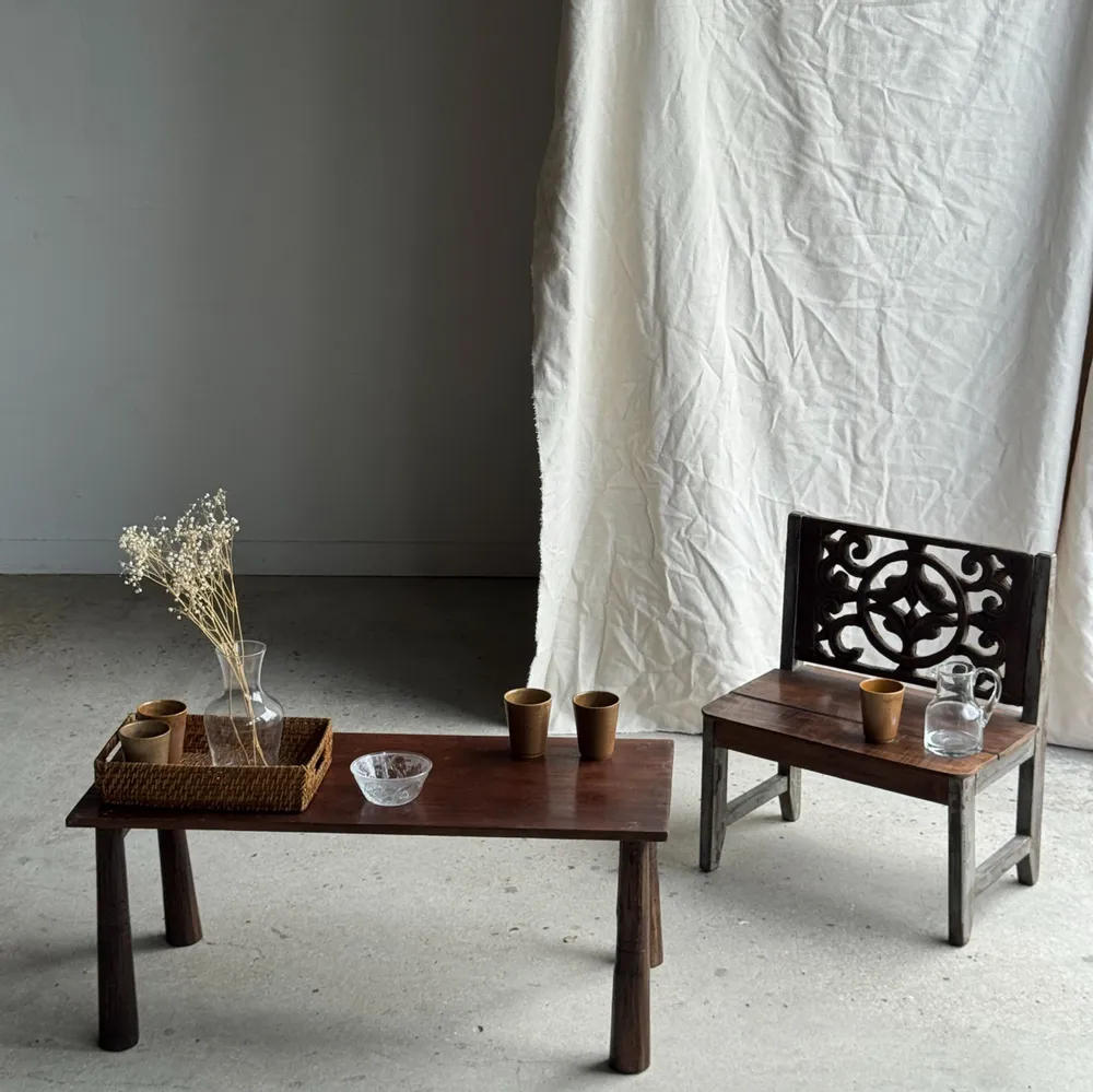 Benches - Mini bench with carved back with rosette and scroll pattern H59 L51 - OFFICE OBJETS