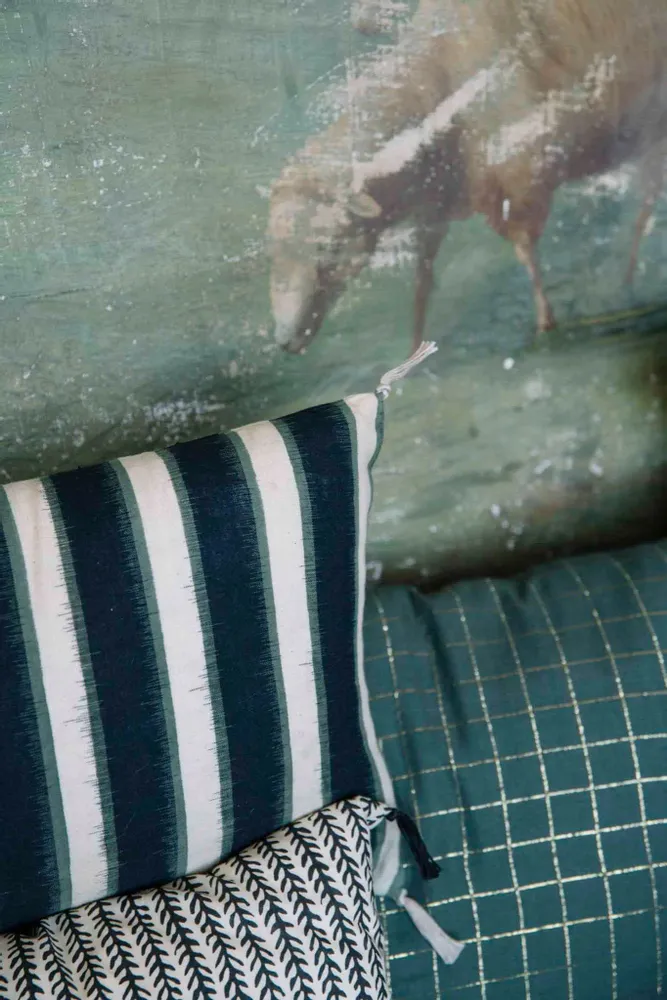 Cushions - Ikat vetiver cushion cover - BONCOEURS