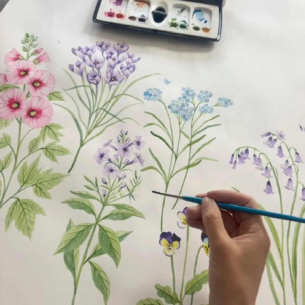 Décorations florales - hand painted floral design - CLAIRE LOUISE DESIGNS LTD