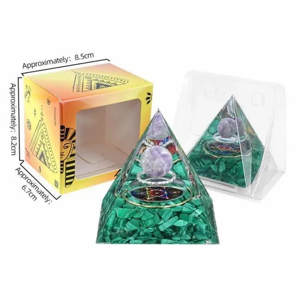 Jewelry - Orgonite Pyramid Amethyst & Malachite Metatron - ARABESK