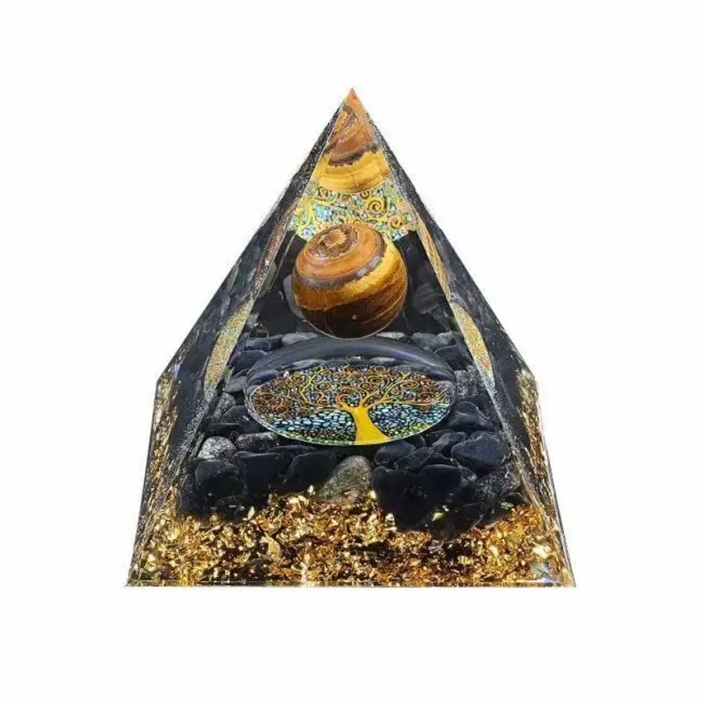 Jewelry - Orgonite Pyramid Tiger Eye & Black Obsidian Tree of Life - ARABESK