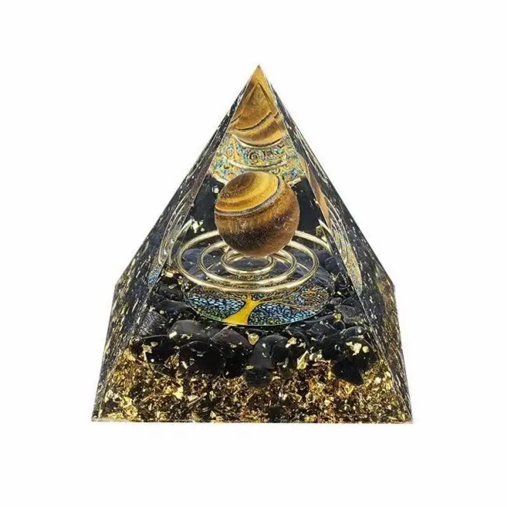 Jewelry - Orgonite Pyramid Tiger's Eye & Black Obsidian Tree of Life & Spiral - ARABESK