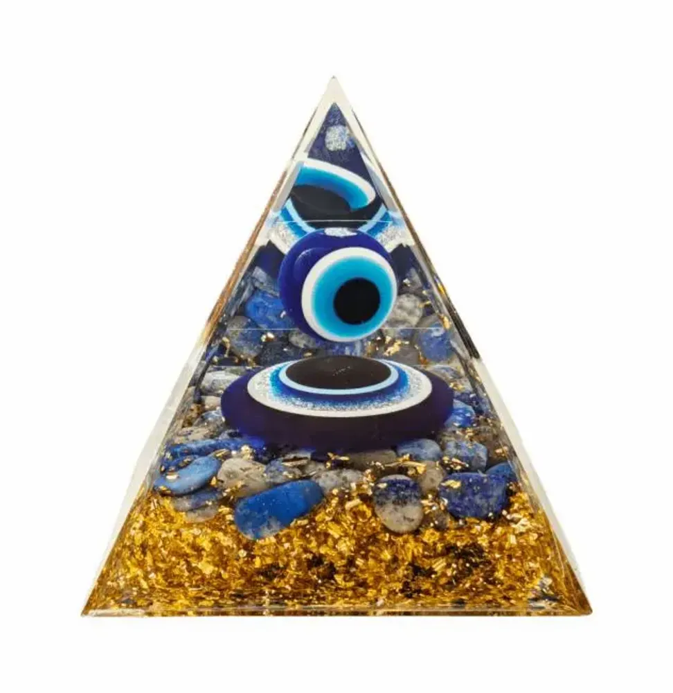 Bijoux - Orgonite Pyramide Mauvais Oeil & Lapis Lazuli - ARABESK