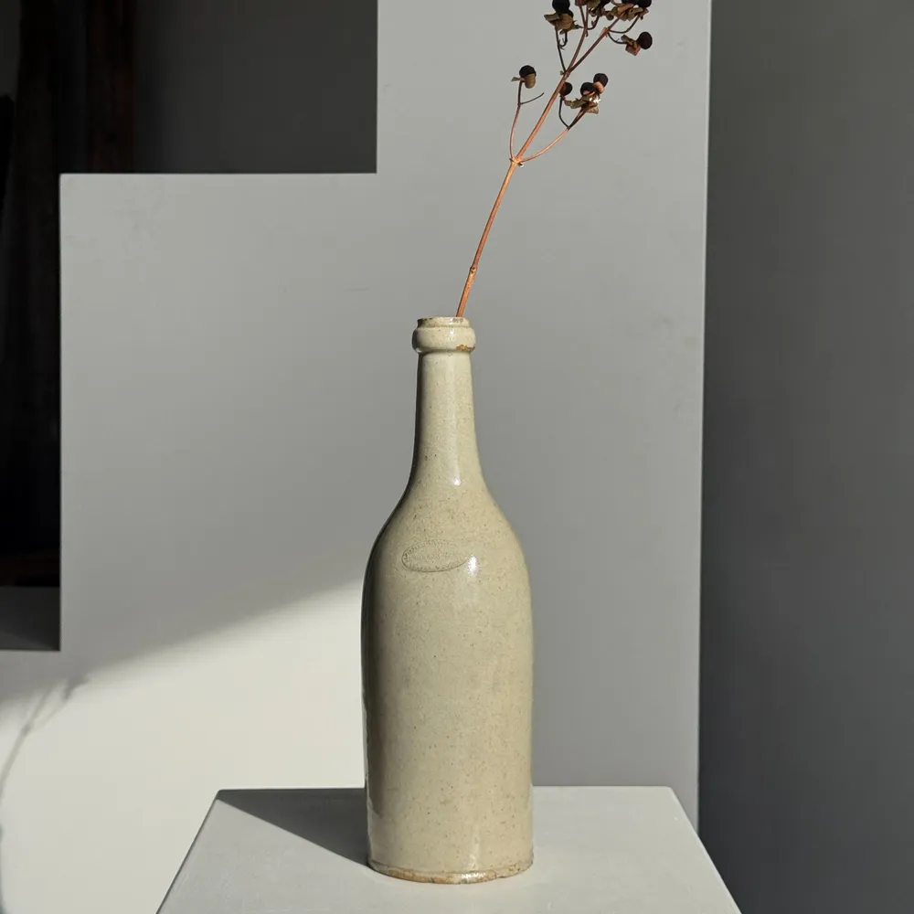 Carafes - Vintage beige speckled stoneware bottle H31 - OFFICE OBJETS