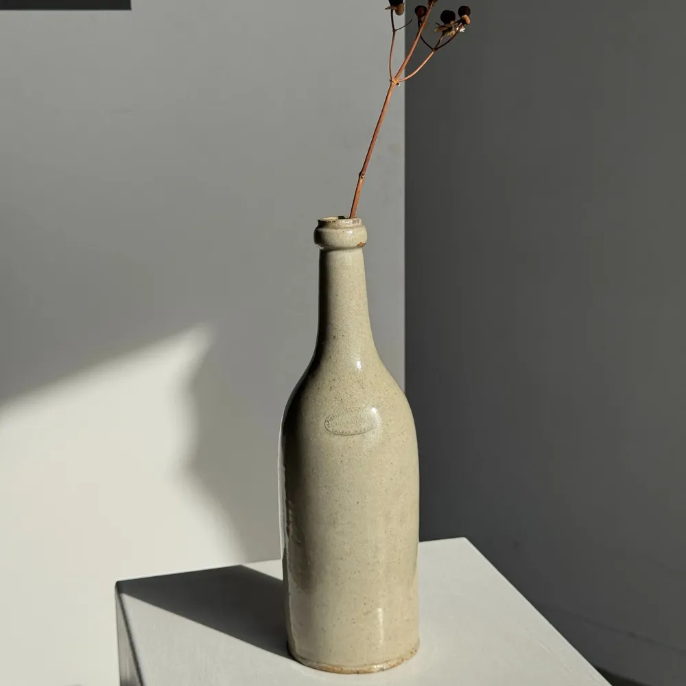 Carafes - Vintage beige speckled stoneware bottle H31 - OFFICE OBJETS