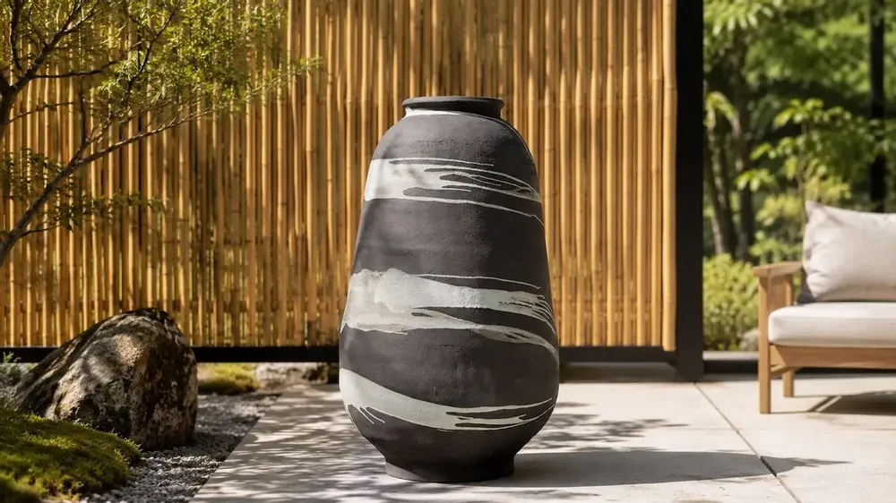 Pots de fleurs - Vase monumental décor graphique – OLIVIO II - CERAMIC FACTORY