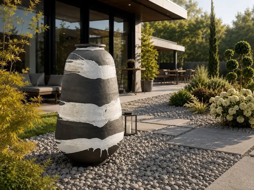 Pots de fleurs - Vase monumental décor graphique – OLIVIO II - CERAMIC FACTORY