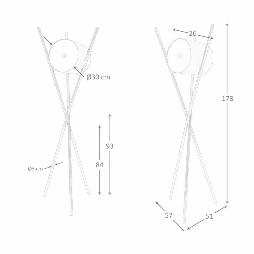 Lampadaires - Lampadaire en bois tapissé en similicuir noir et noyer foncé - ANGEL CERDÁ