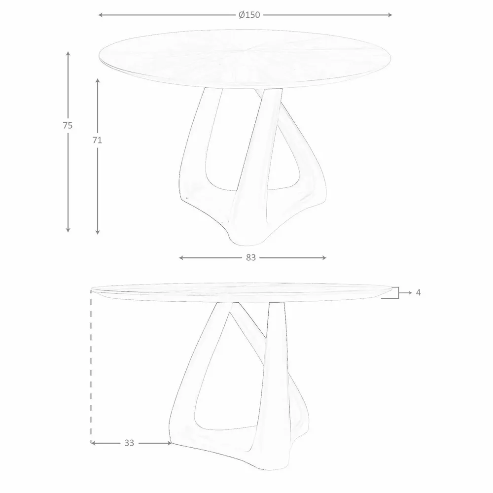 Dining Tables - Round dining table in walnut, dark grey fiberglass and metal - ANGEL CERDÁ