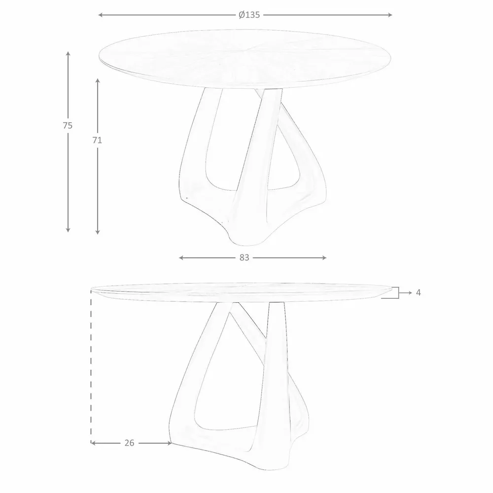 Tables Salle à Manger - Table de salle à manger ronde en noyer, fibre de verre gris foncé et métal - ANGEL CERDÁ