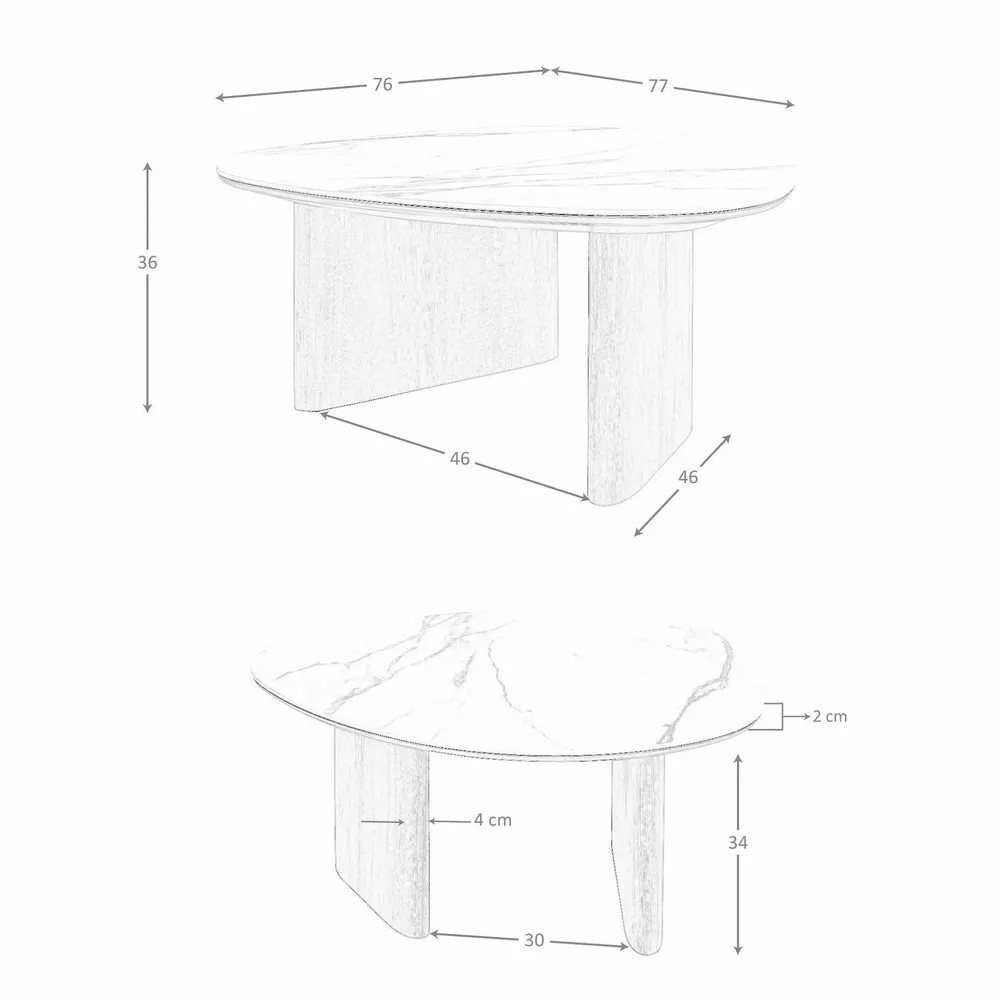 Tables basses - Table basse de forme organique en marbre céramique et noyer - ANGEL CERDÁ