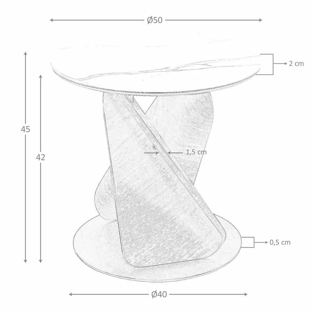 Coffee tables - Round Porcelain Marble, Walnut and Black Steel Side Table - ANGEL CERDÁ