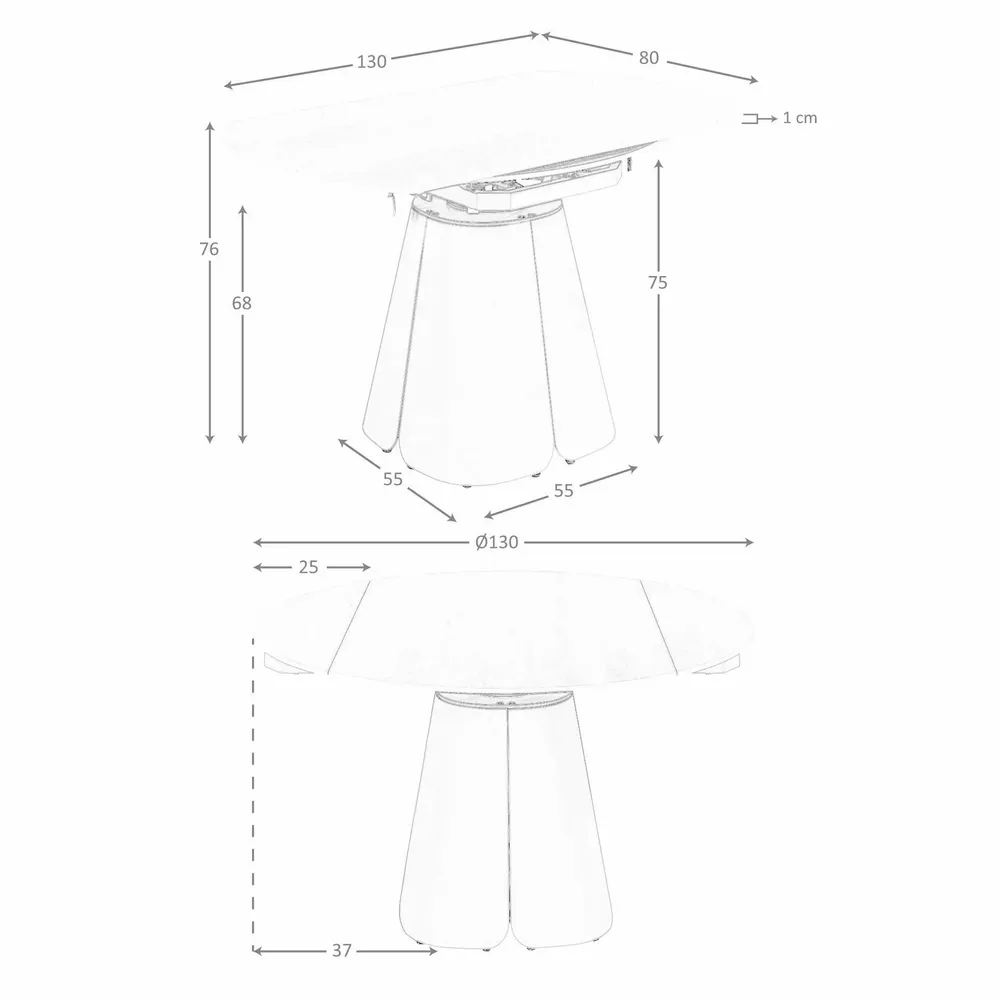 Tables Salle à Manger - Table de salle à manger ronde extensible en marbre céramique et acier couleur sable - ANGEL CERDÁ