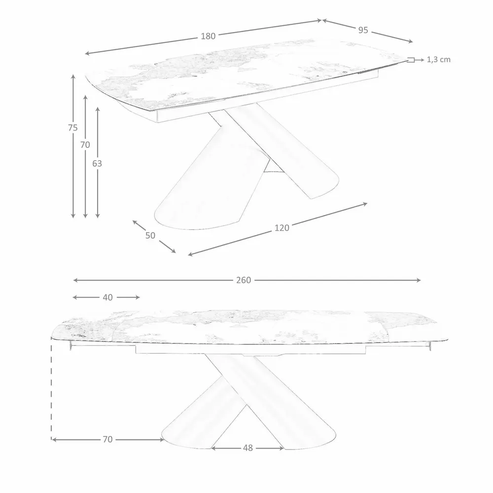 Dining Tables - Extendable barrel oval dining table in porcelain marble and copper-brown steel - ANGEL CERDÁ