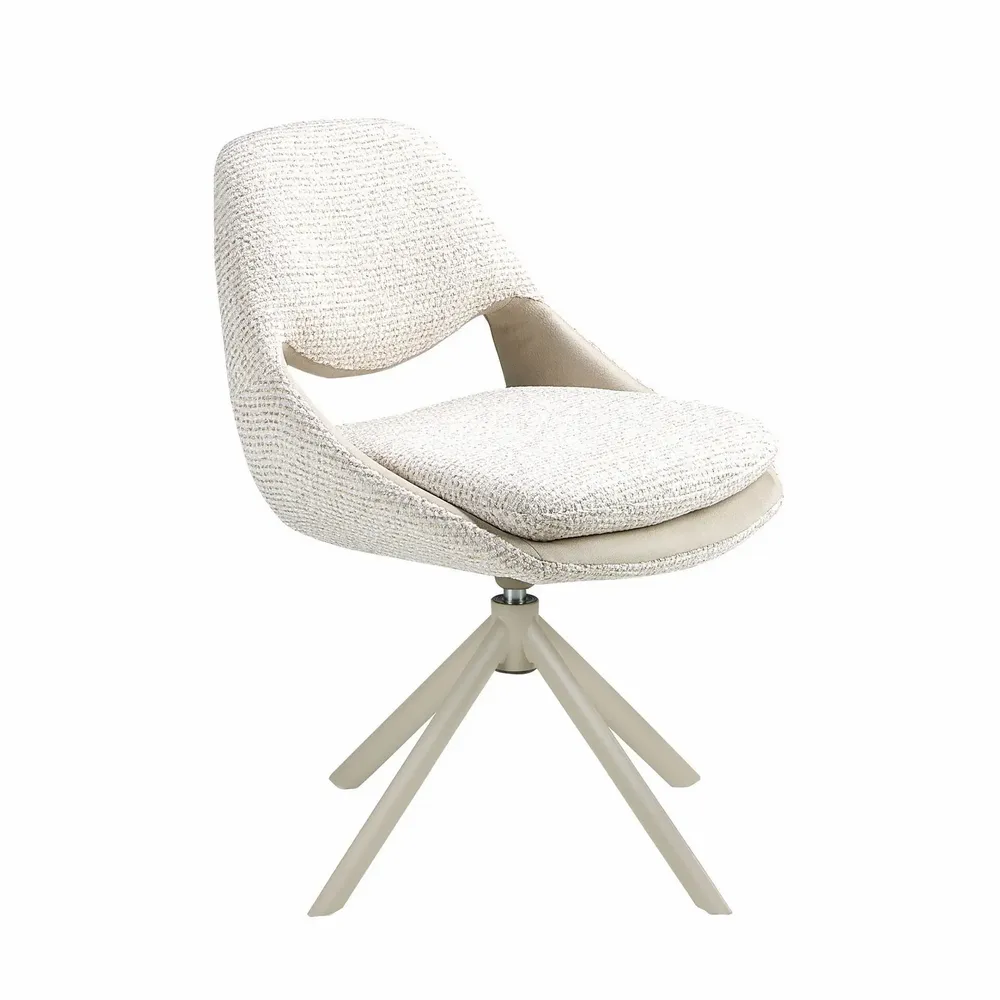 Chairs - Swivel chair in off-white and cream fabric - ANGEL CERDÁ