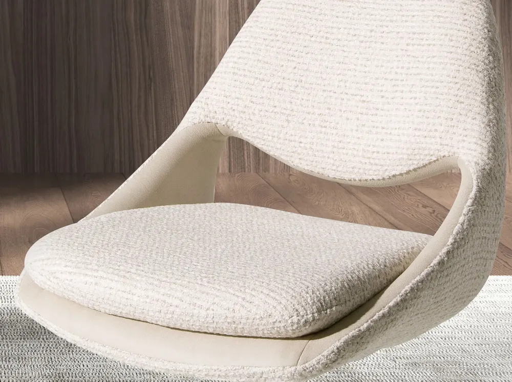 Chairs - Swivel chair in off-white and cream fabric - ANGEL CERDÁ