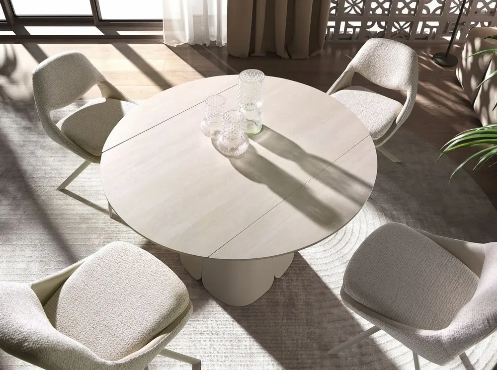 Chairs - Swivel chair in off-white and cream fabric - ANGEL CERDÁ
