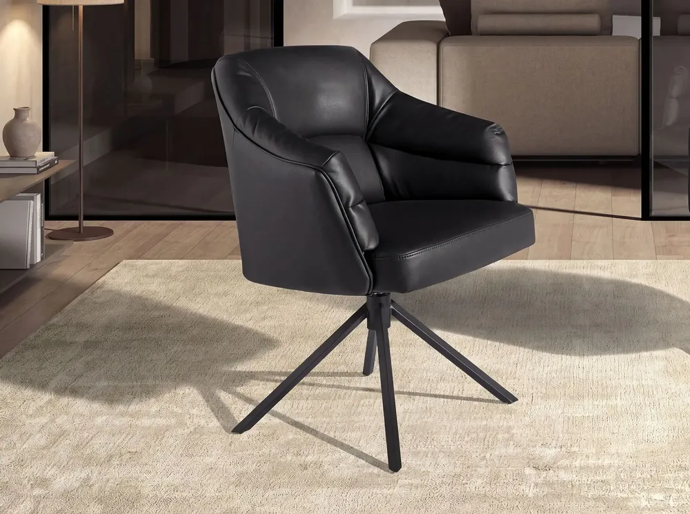 Chaises - Chaise pivotante en similicuir noir - ANGEL CERDÁ
