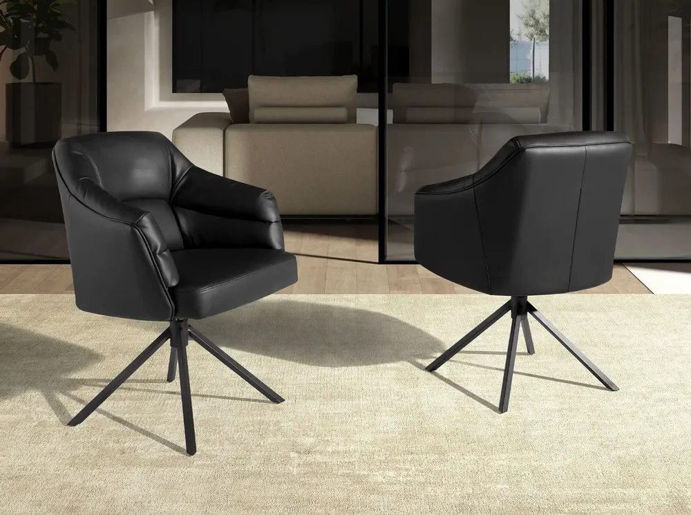 Chaises - Chaise pivotante en similicuir noir - ANGEL CERDÁ