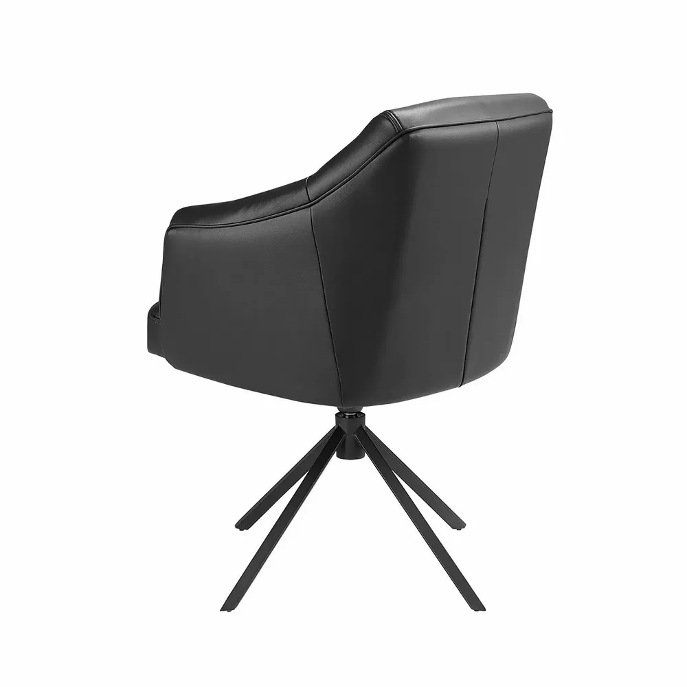 Chaises - Chaise pivotante en similicuir noir - ANGEL CERDÁ