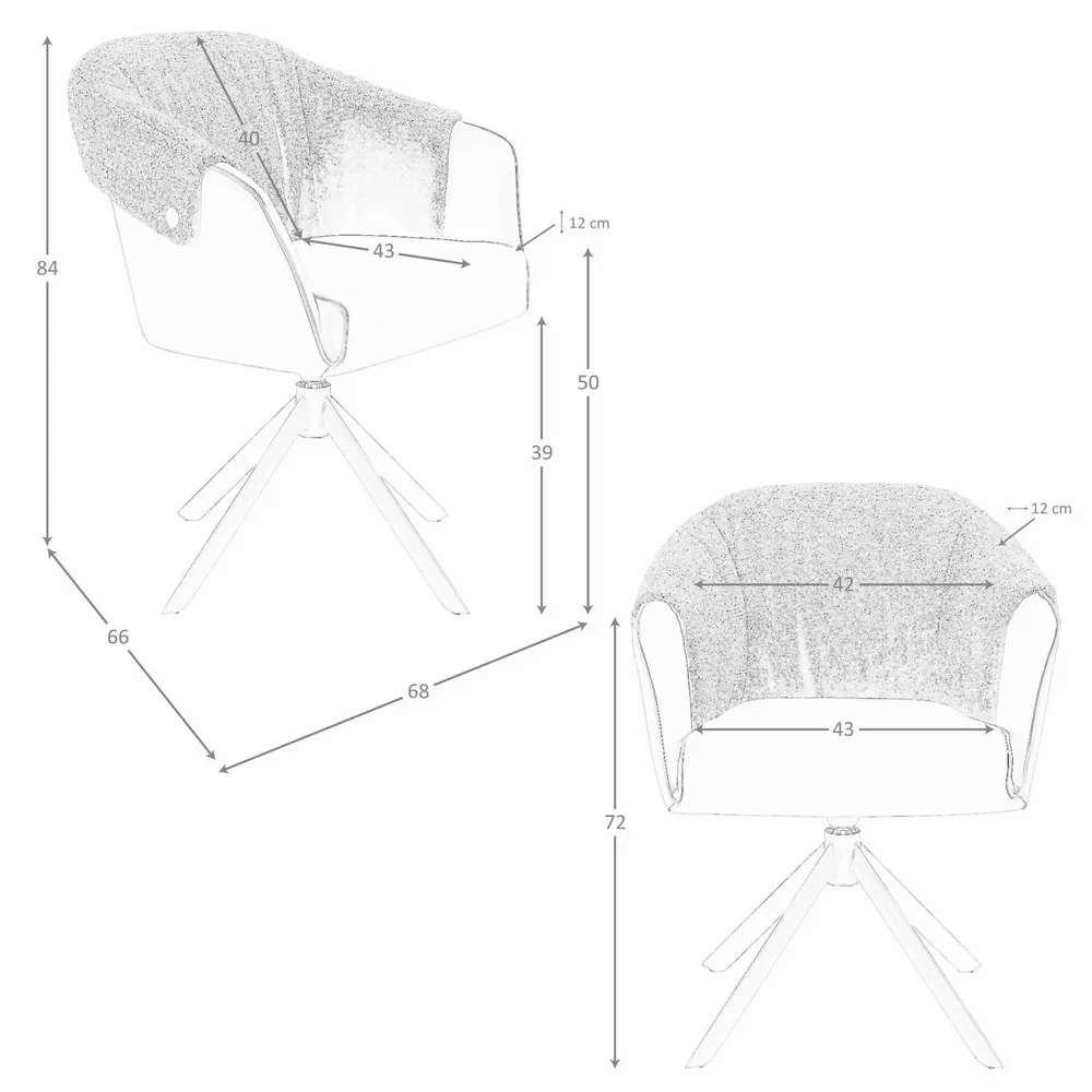 Chaises - Chaise pivotante en similicuir marron cuivré et tissu marron chiné - ANGEL CERDÁ
