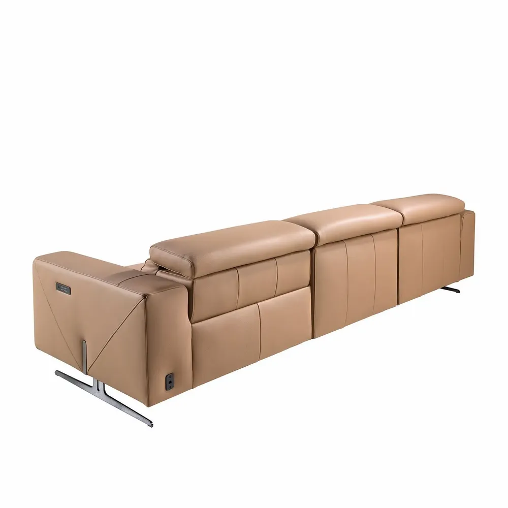 Armchairs - Left-hand brown leather chaise longue recliner sofa - ANGEL CERDÁ