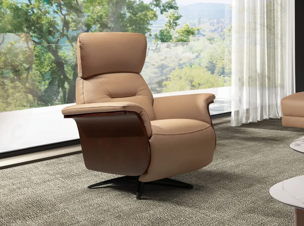 Sofas - Brown leather swivel relax armchair - ANGEL CERDÁ
