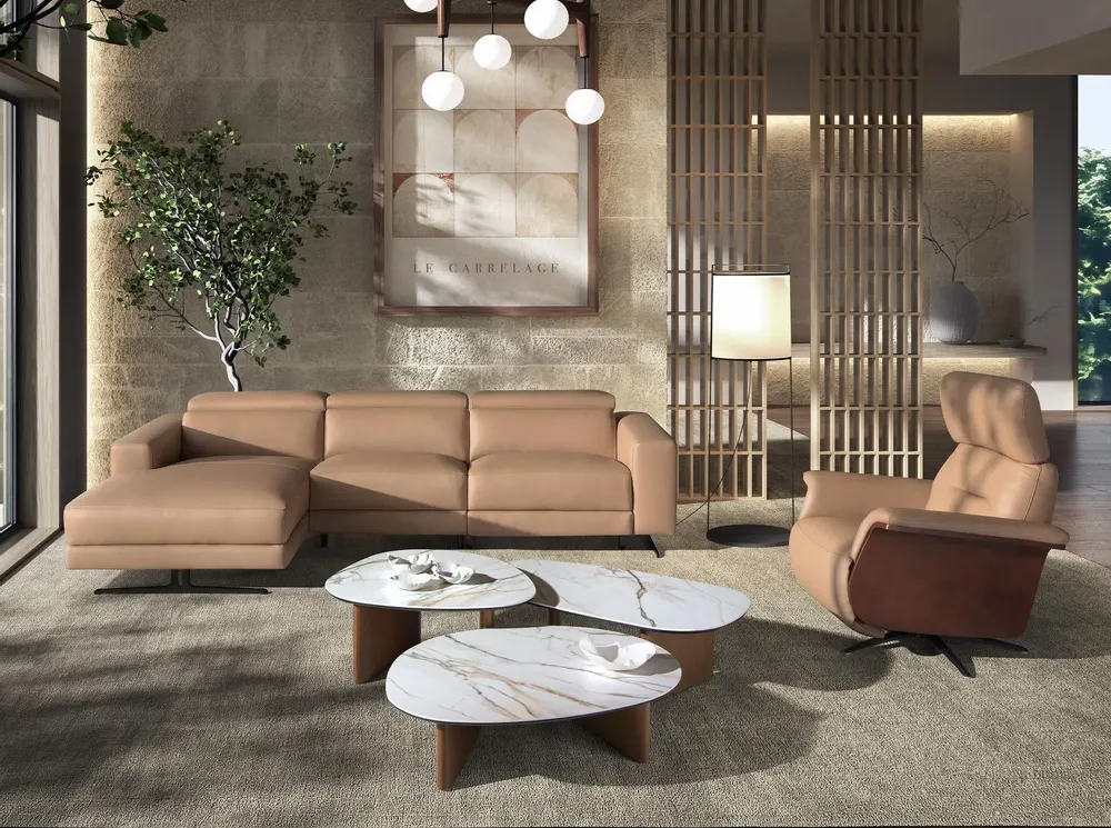 Sofas - Brown leather swivel relax armchair - ANGEL CERDÁ