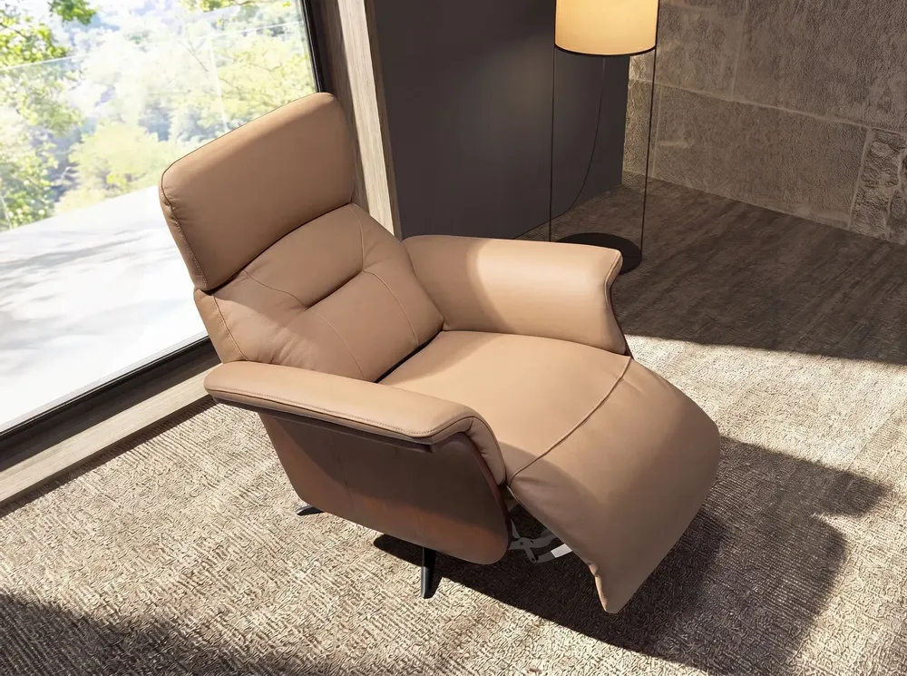 Sofas - Brown leather swivel relax armchair - ANGEL CERDÁ