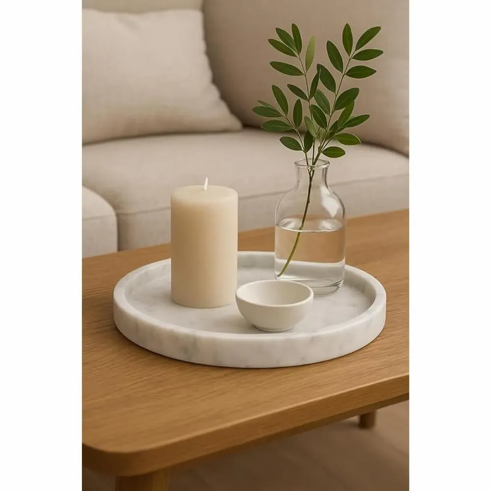Decorative objects - Carrara Marble Plate – Decorative Tray in Natural Stone - KALU CREATIONS