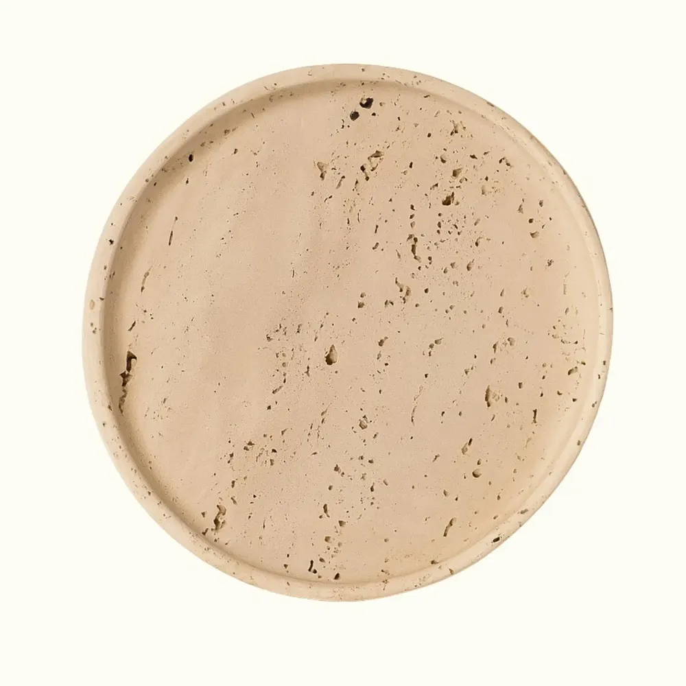 Decorative objects - Round Decorative Tray in Natural Travertine – Made in Italy - KALU CREATIONS
