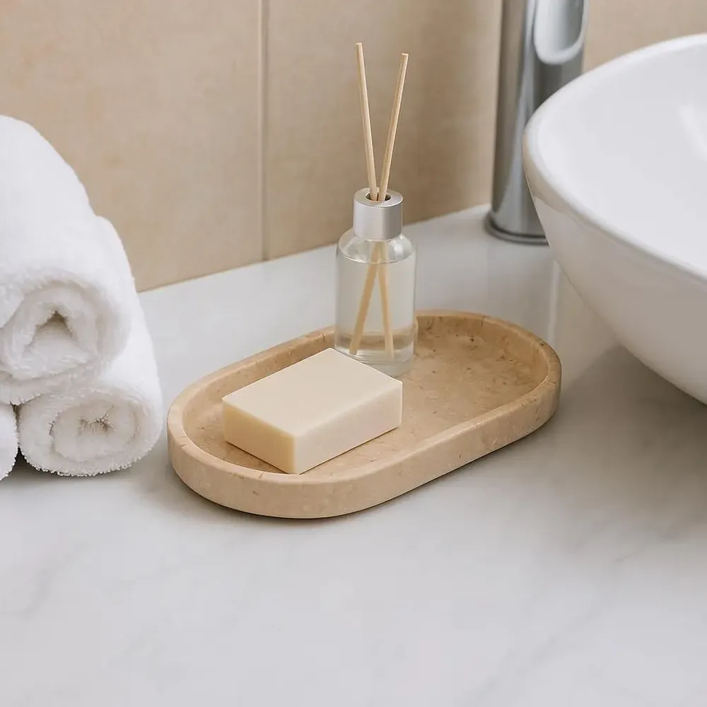 Decorative objects - Little OVO – Sculptural Decorative Tray in Marble and Travertine - KALU CREATIONS