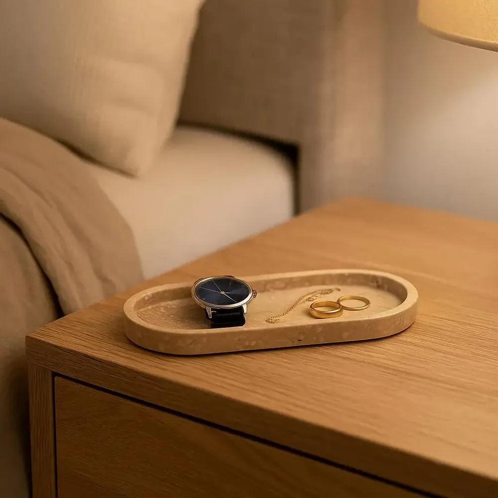 Decorative objects - Little OVO – Sculptural Decorative Tray in Marble and Travertine - KALU CREATIONS