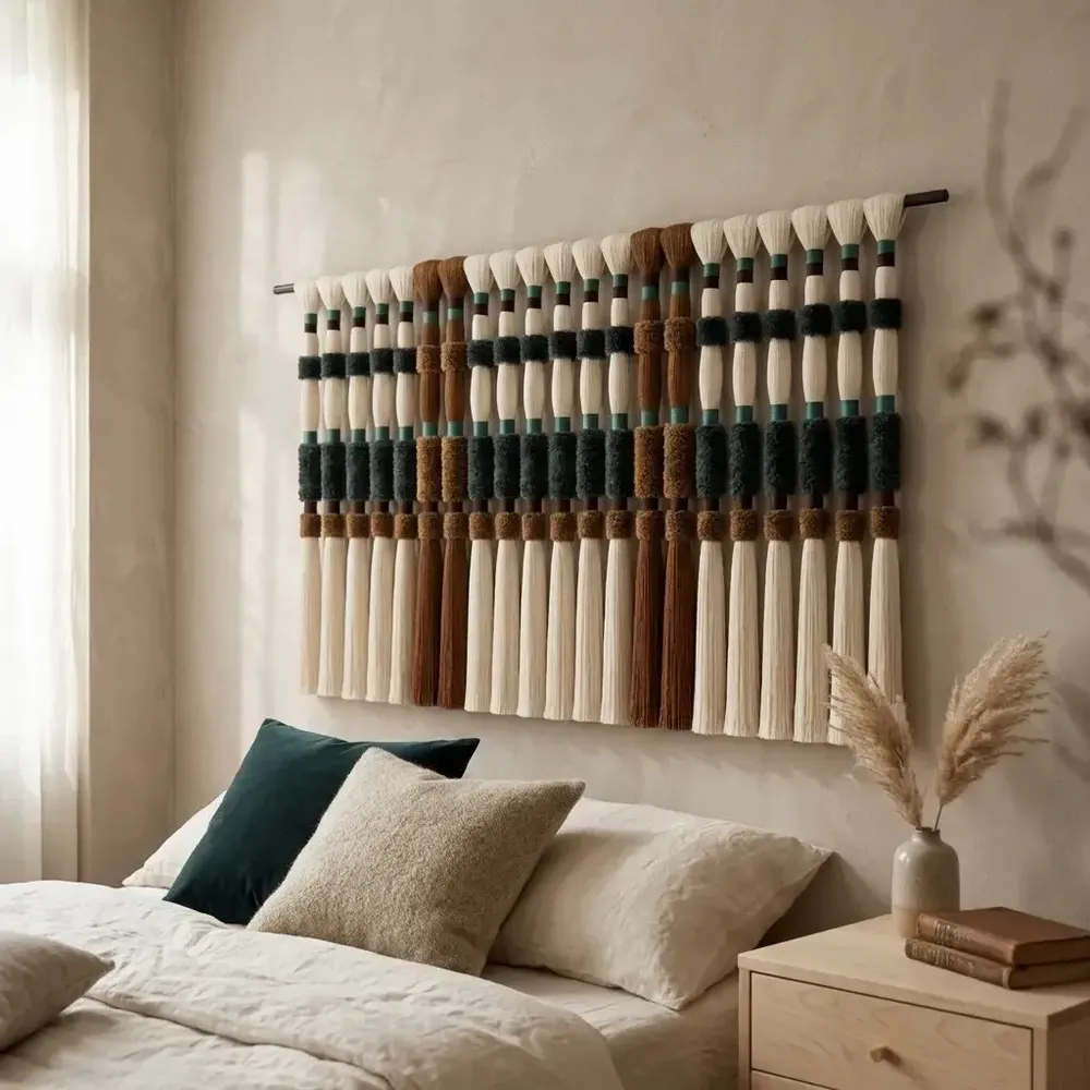Other wall decoration - Forest Horizon: Large-Scale Handmade Modern Macrame Wall Installation - SARMAL DESIGN