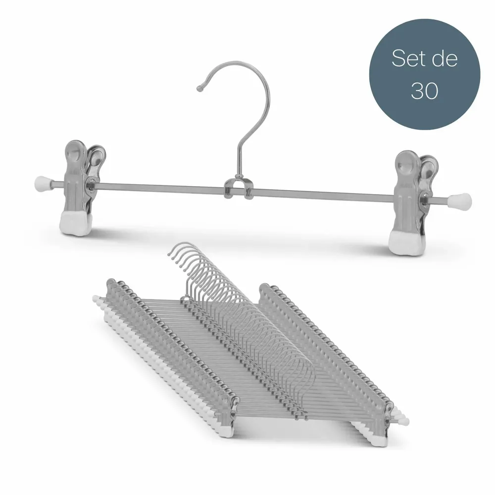 Office furniture and storage - MAWA metal hanger with clips for trousers black 30cm pack of 50 - MAWA