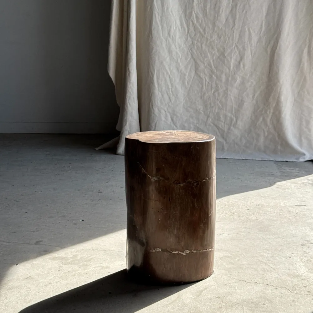 Coffee tables - Brown petrified wood side table H46 D29 - 3338 - OFFICE OBJETS