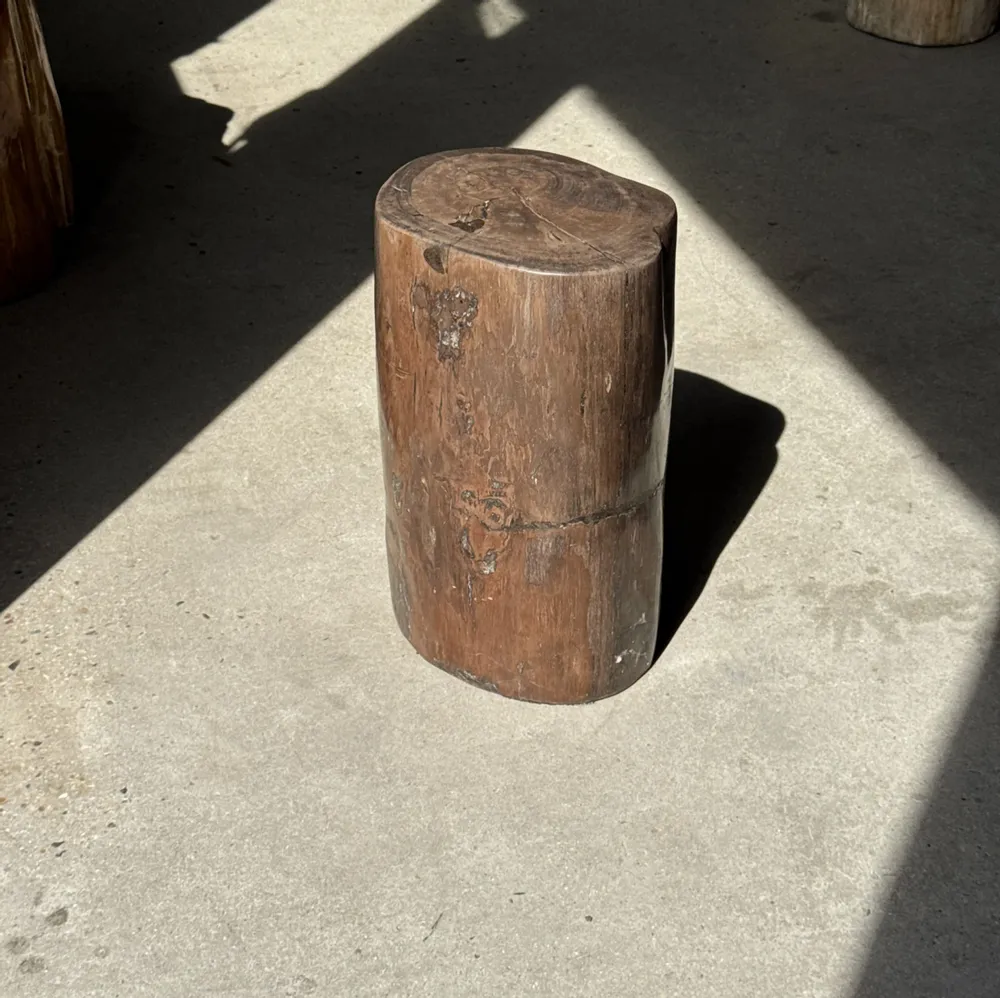 Coffee tables - Brown petrified wood side table H46 D29 - 3338 - OFFICE OBJETS