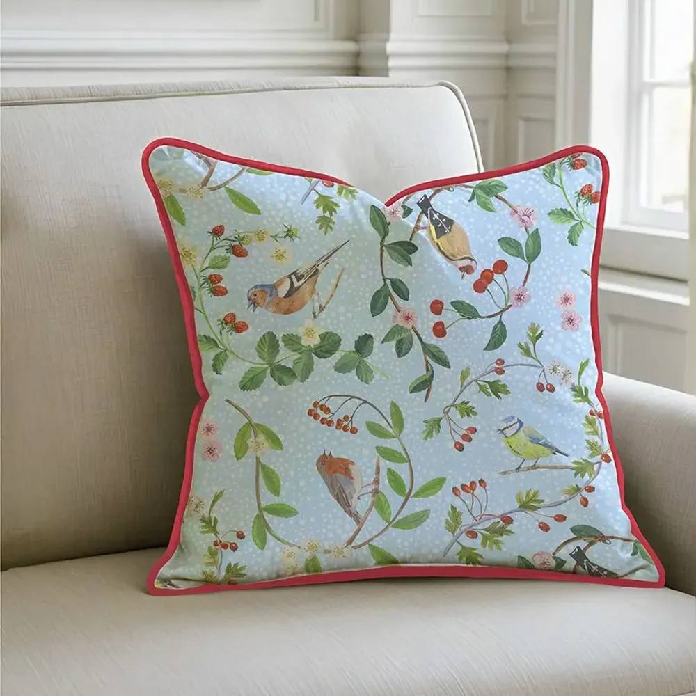 Fabric cushions - European Songbirds Decorative Pillow - ZOOH