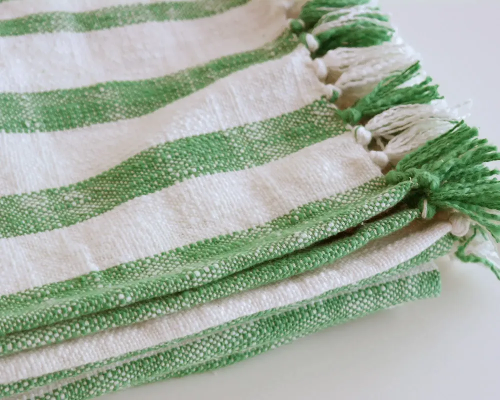 Plaids - Throw Jax — Coton flammé rayé à franges - ML FABRICS