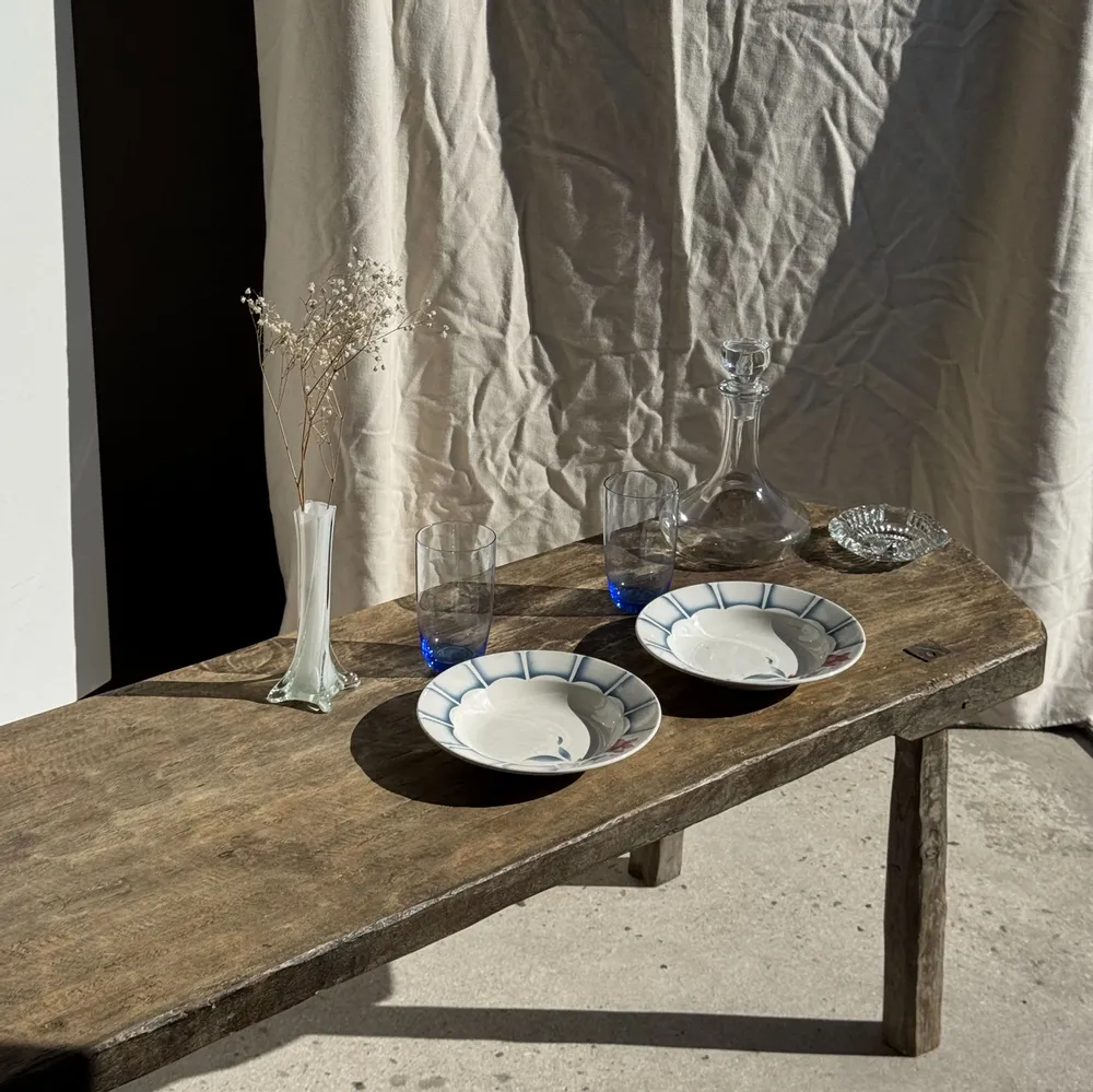 Assiettes au quotidien - Lot de 3 assiettes creuses Digoin Sarreguemines bleues et fleurs roses - OFFICE OBJETS